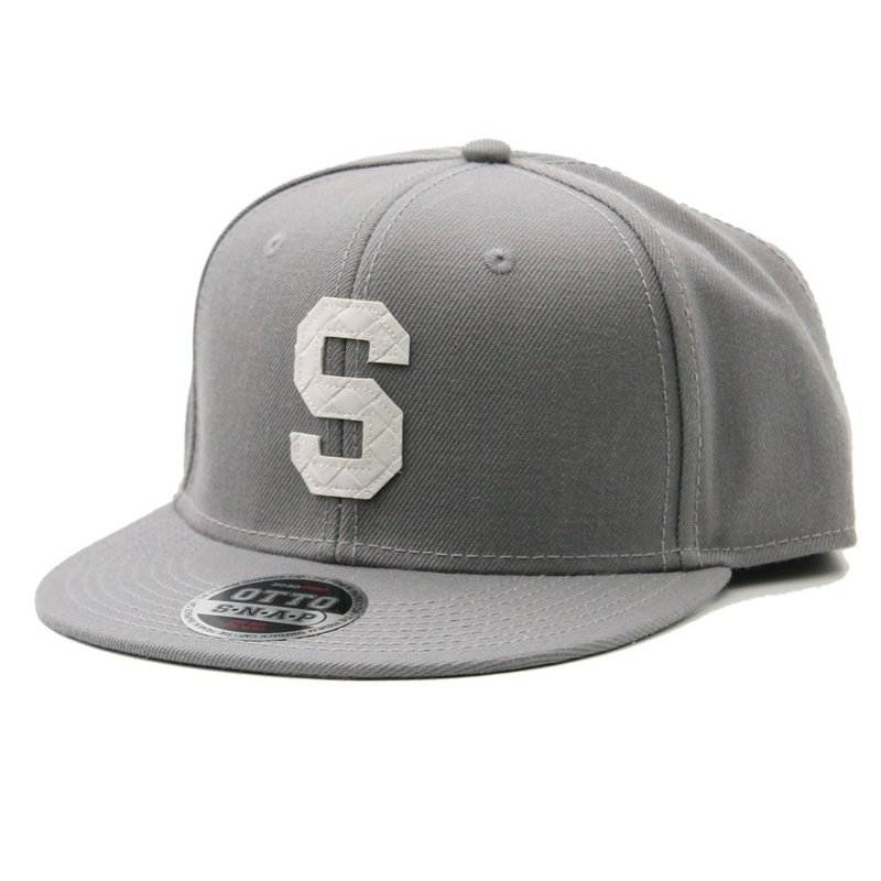 WOVEN LETTER SNAPBACK CAP # GREY - 帽子 - 棉．麻 灰色