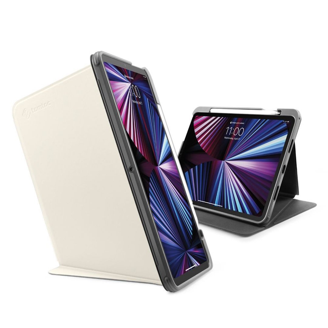Tomtoc 多角度折叠平板保护套, 白 , 适用于12.9寸iPad Pro - 平板/电脑保护壳 - 塑料 白色