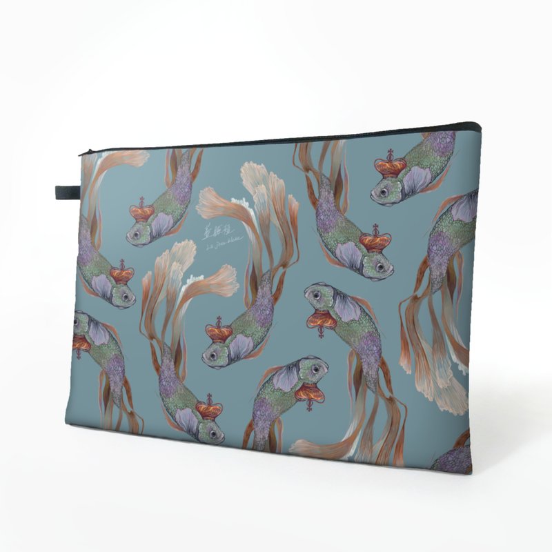 皇冠鱼鱼 | 文件袋、手拿包、Zipper Document Holder、File Bag - 文件夹/资料夹 - 防水材质 蓝色