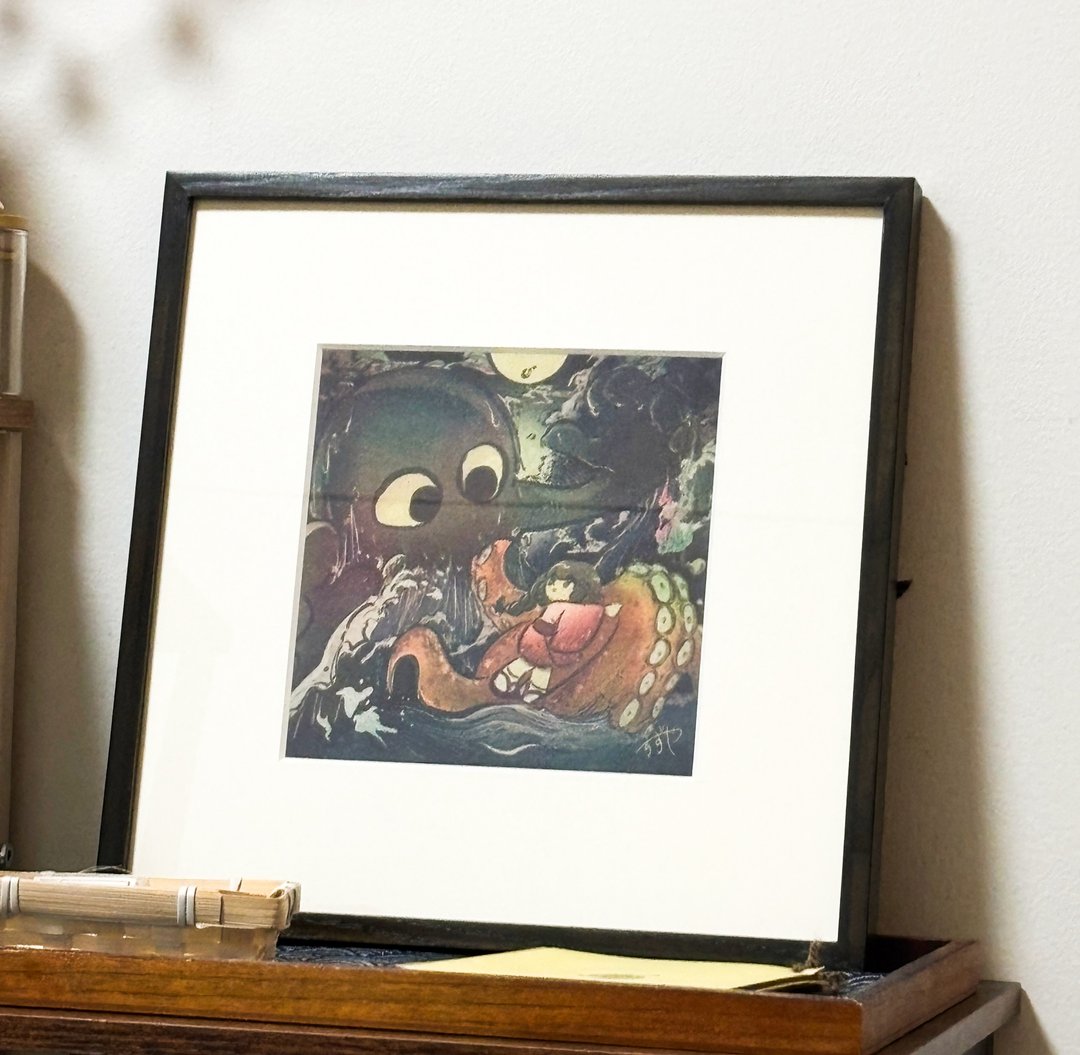 孔版印刷作品 海坊主与章鱼少女 - 海报/装饰画/版画 - 纸 