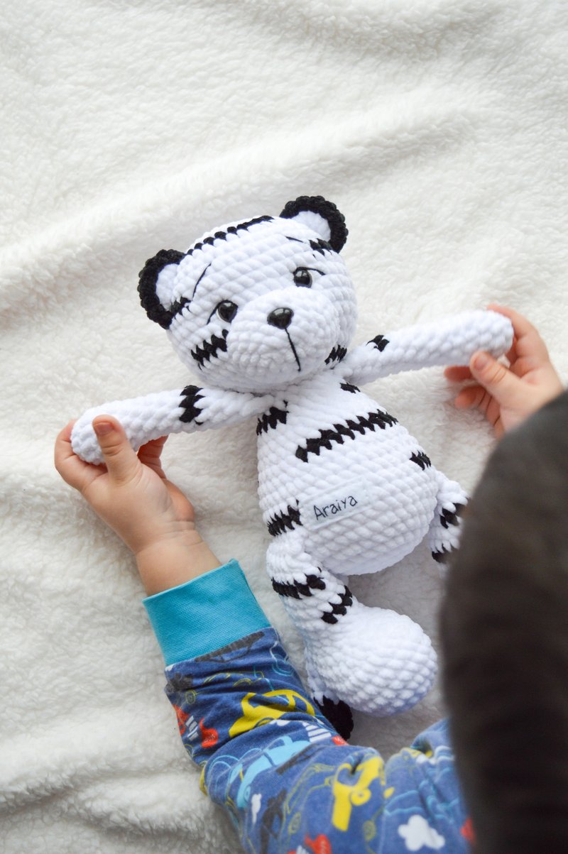 White tiger plush toy, cute crochet tiger personalized gifts for babies - 玩具/玩偶 - 其他材质 白色