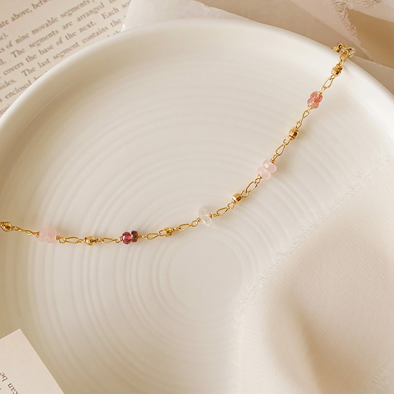 人缘 x 碧玺 白水晶 石英石 粉晶 粉 黄铜 K金【繁星点点】手链 - 手链/手环 - 宝石 