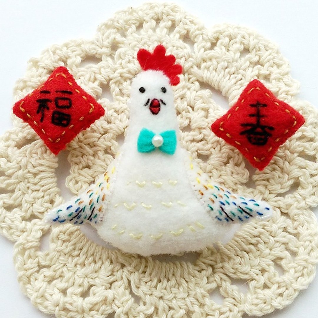 《咚咚锵》大春鸡/大福鸡 别针徽章组/// 鸡年春联徽章 - 胸针 - 聚酯纤维 红色