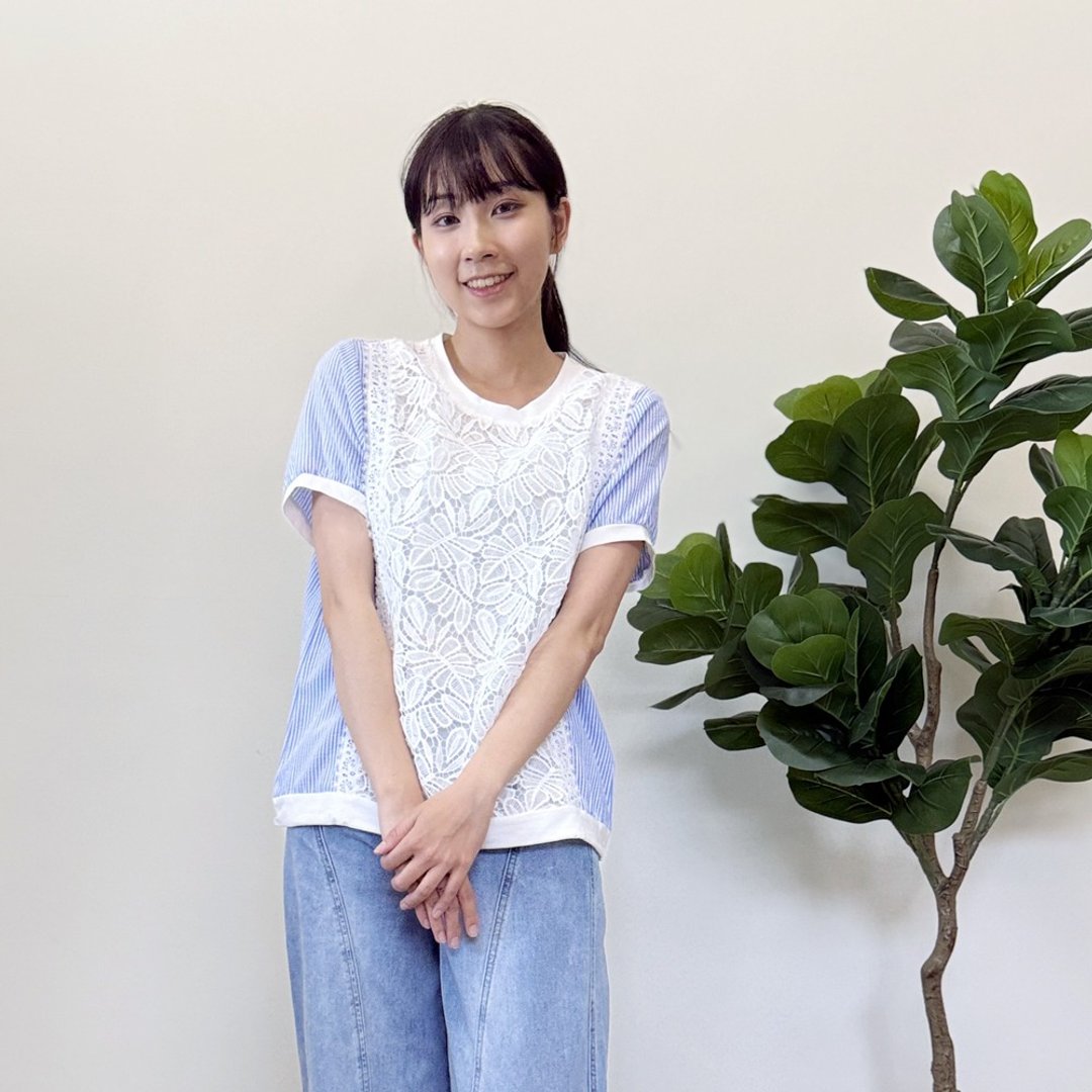 优雅蕾丝拼接感上衣 - 女装上衣 - 其他材质 