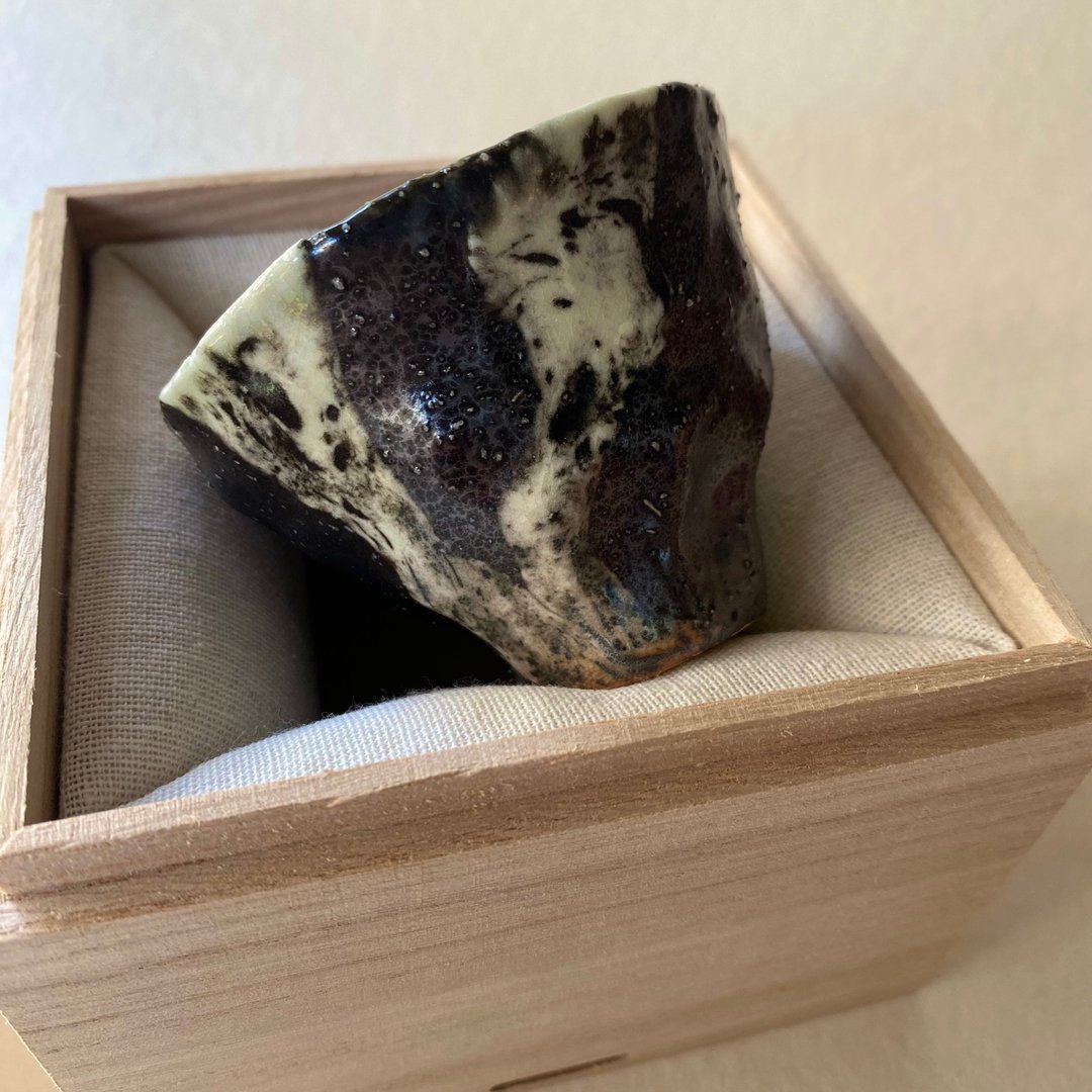 陶/柴烧/绞胎/黑白水墨小杯/附木盒 - 其他杯子 - 陶 黑色