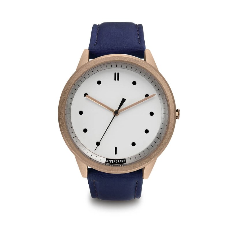 HYPERGRAND - 02基本款系列 - 玫瑰金白表盘x蓝色飞行员 手表 - 男表/中性表 - 其他材质 蓝色