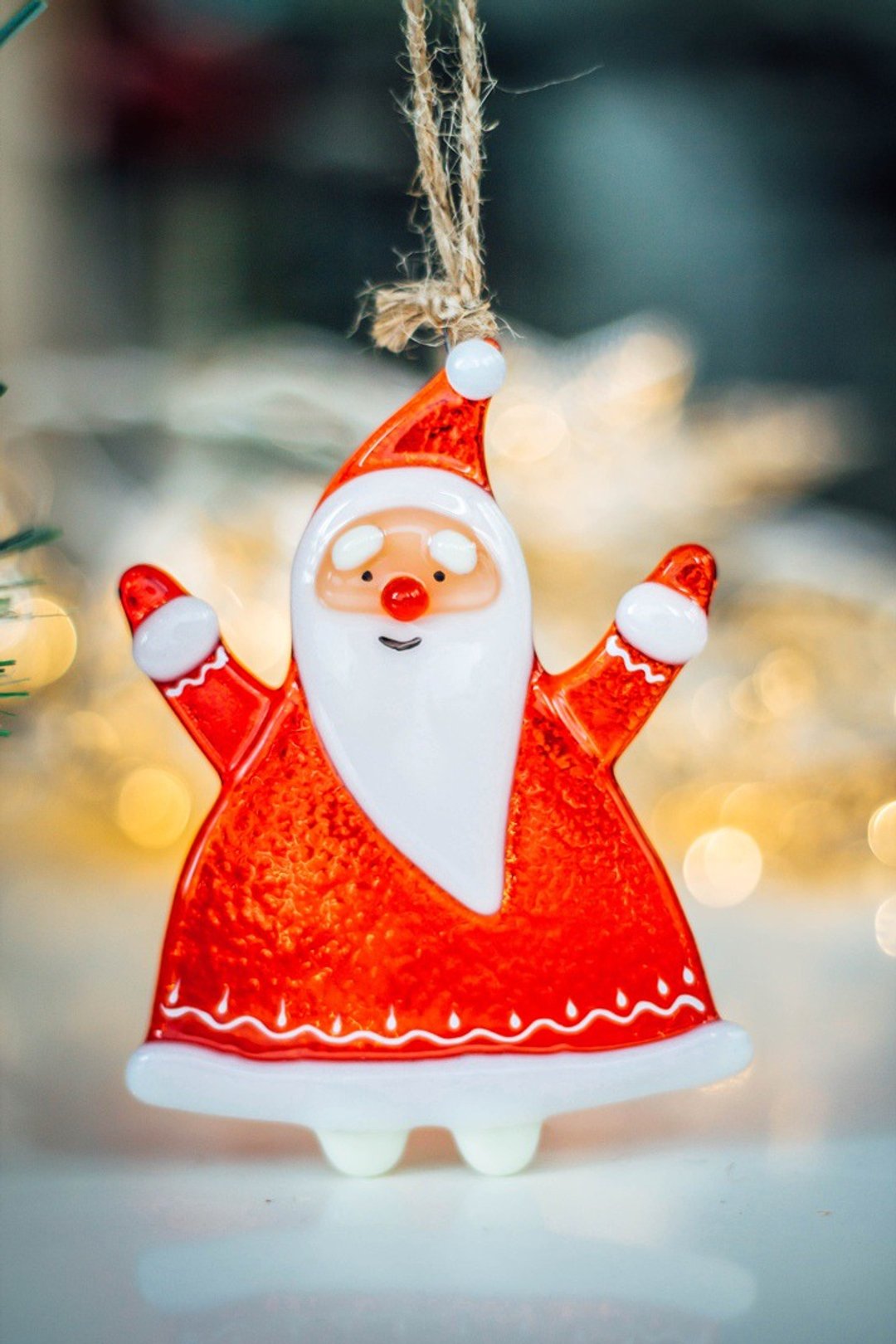 Santa Claus suncatcher - window glass Santa Claus suncatcher  - art glass - 摆饰 - 玻璃 红色
