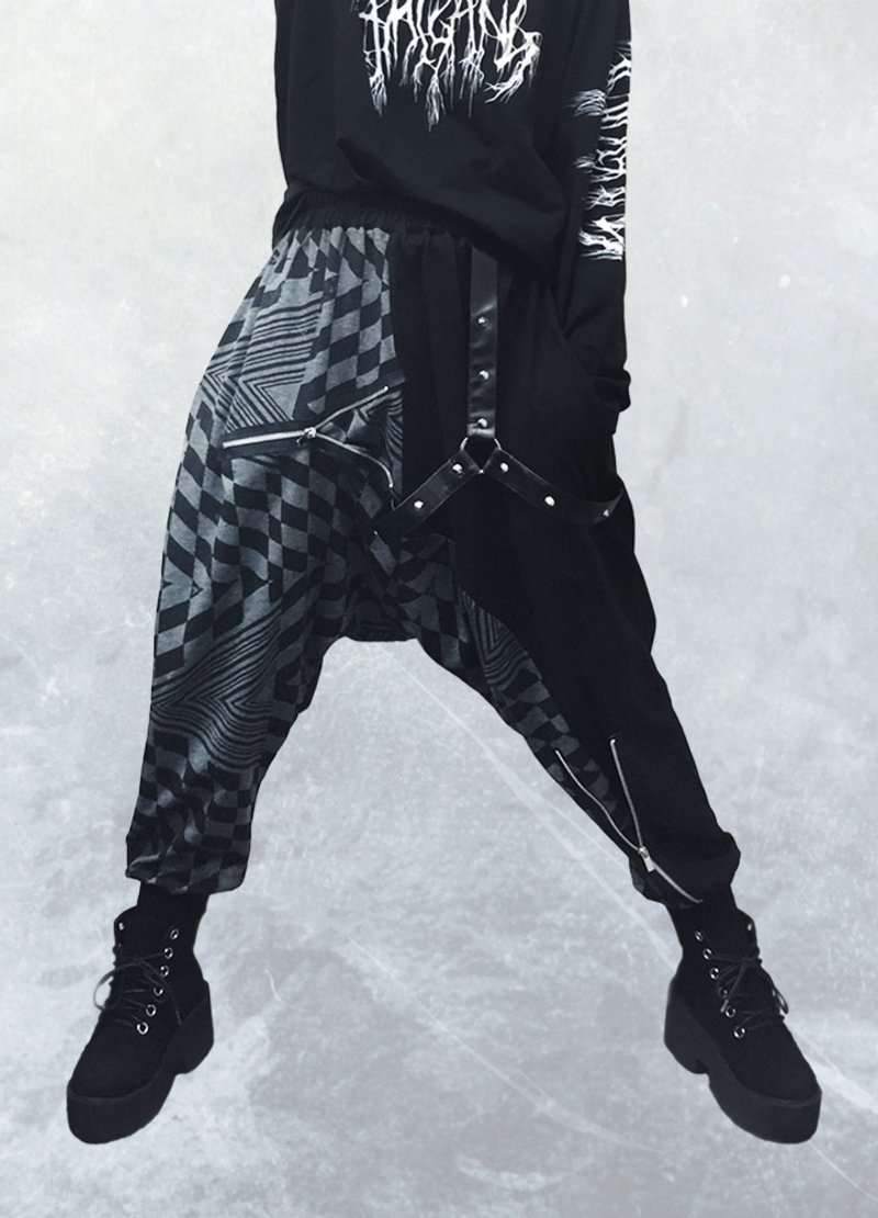 几合图 庞克飞鼠裤 灰 - 男士长裤 - 聚酯纤维 灰色