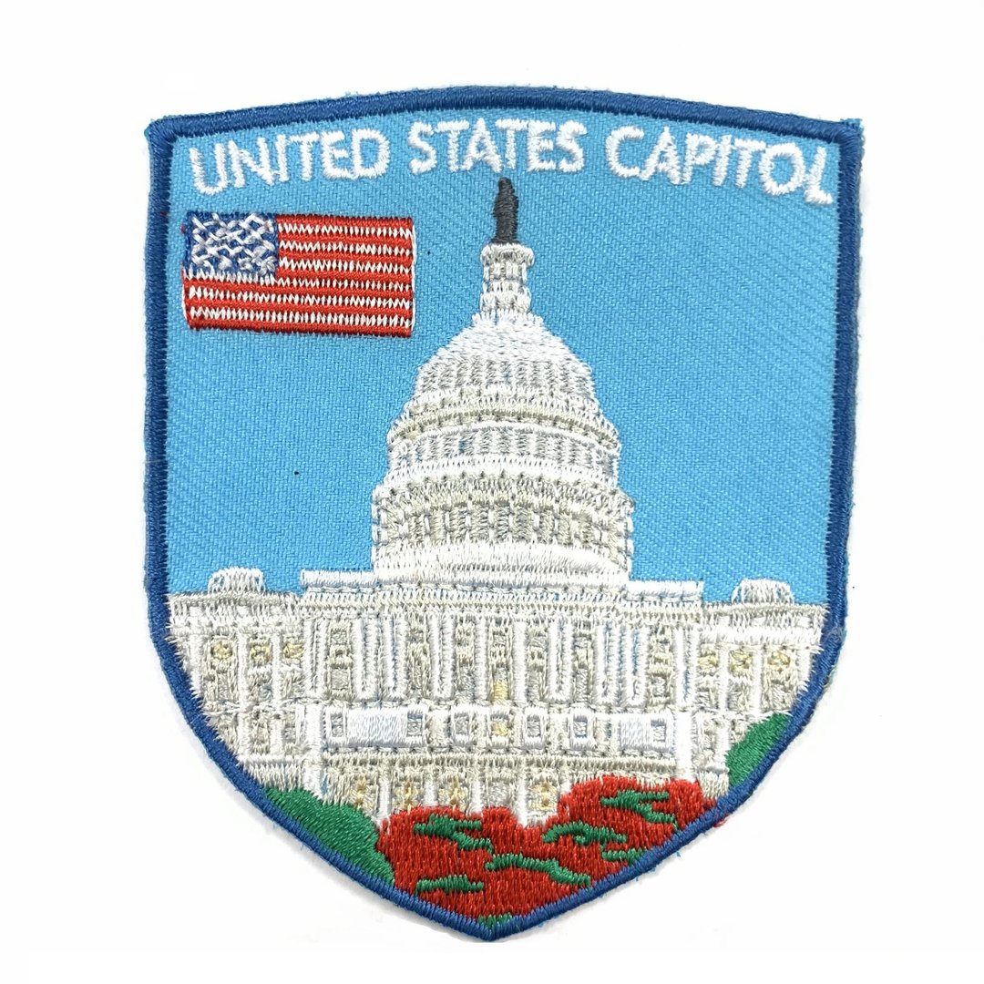 美国国会大厦 USA 袖标 布标 皮包贴 手机打卡地标 刺绣贴布 电绣 - 徽章/别针 - 绣线 多色