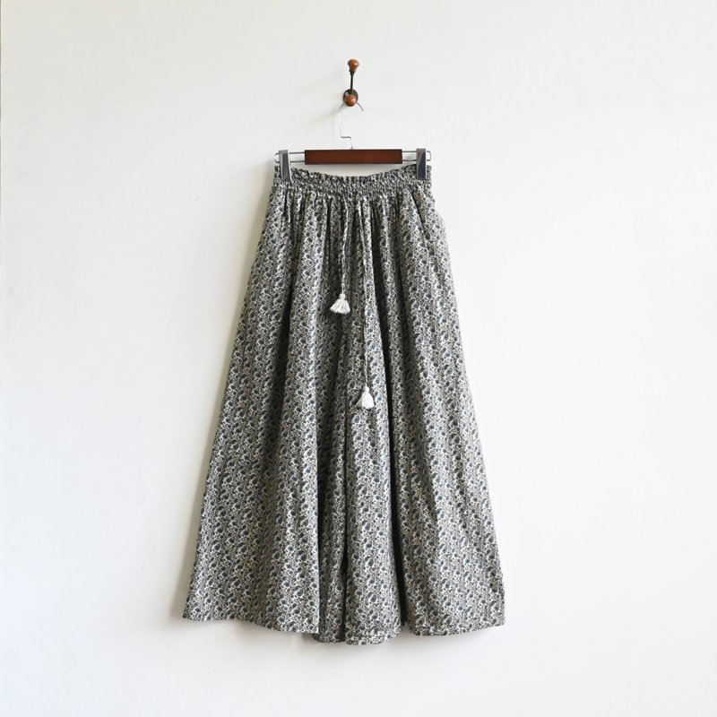 【蛋植物古着】花漠印花阔腿古着宽裤裙 - 女装长裤 - 其他人造纤维 