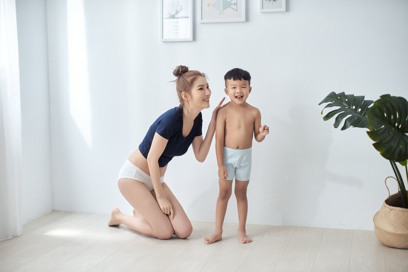 儿子的四角超弹性内裤浅蓝色 - 童装裤 - 棉．麻 蓝色