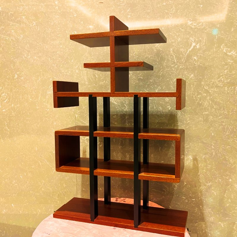 福气满堂-壶憩 原木 汉字柜 文创 榫接 精品 展示柜 - 置物架/篮子 - 木头 