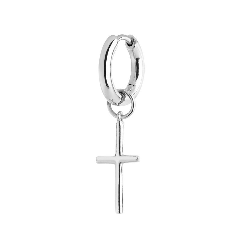 Messina 十字架吊坠耳环 - 耳环/耳夹 - 纯银 银色