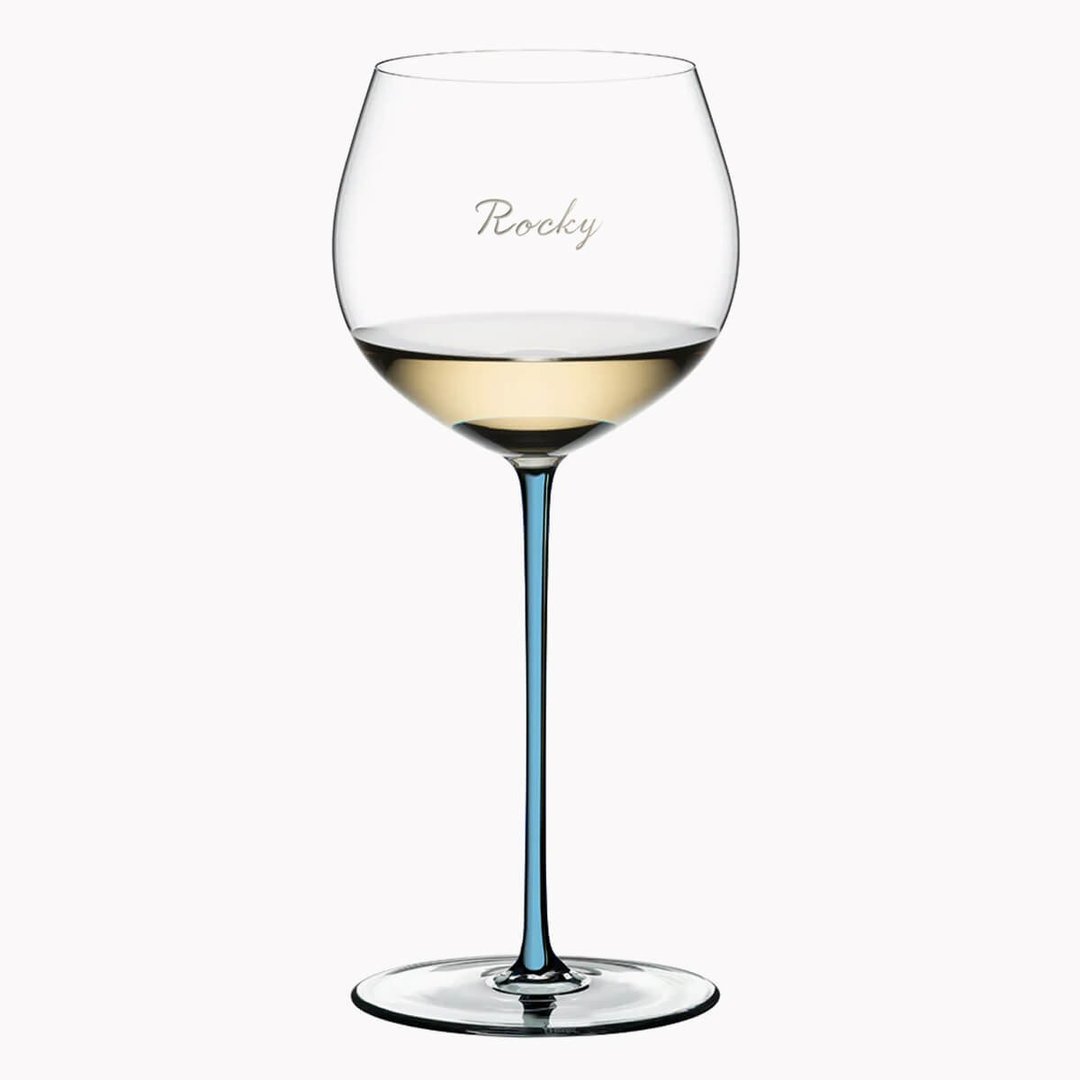 620cc【Riedel刻字】土耳其蓝 Fatto A Mano 夏多内手工白酒杯 - 酒杯/酒器 - 玻璃 蓝色