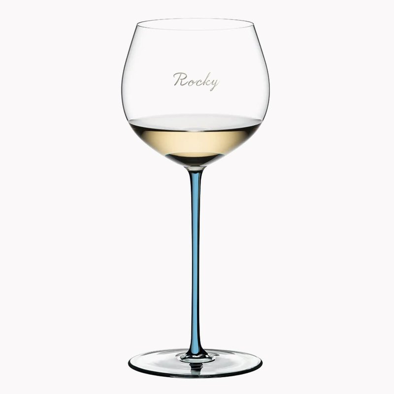 620cc【Riedel刻字】土耳其蓝 Fatto A Mano 夏多内手工白酒杯 - 酒杯/酒器 - 玻璃 蓝色