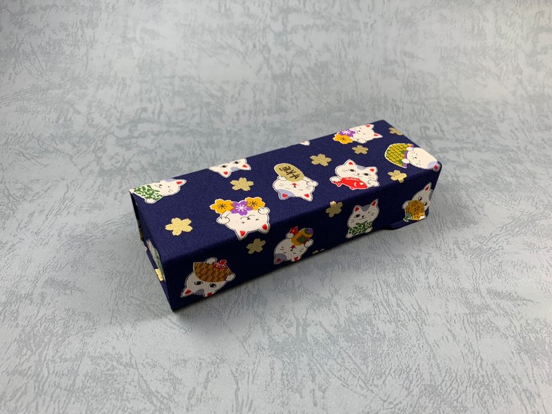 招财猫轻便折叠眼镜盒 - 眼镜/眼镜框 - 棉．麻 蓝色