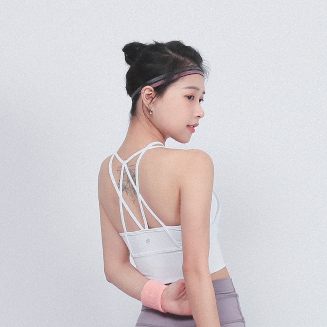 BUBBLE 晚装式网纱连胸垫运动Crop Top - 白色 - 女装运动内衣 - 尼龙 白色