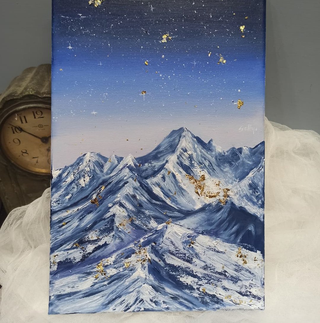 体验刮刀油画课-金箔山景 情人节 母亲节 礼物 闺蜜 毕业 - 插画/绘画/写字 - 棉 