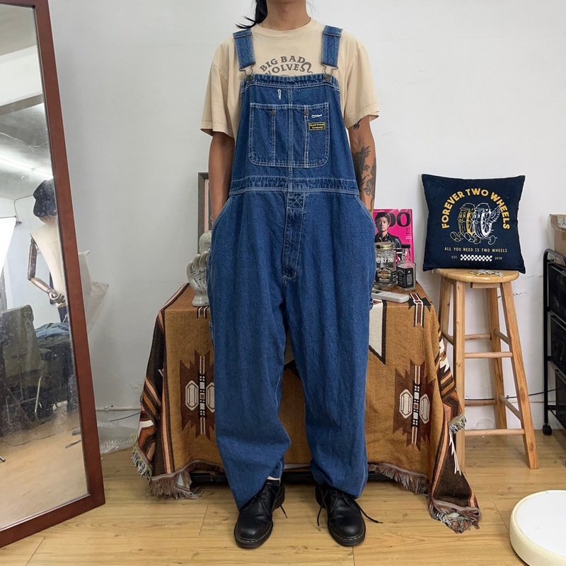 OZARK OVERALL COMPANY 牛仔 丹宁 吊带裤 古着 overalls 二手 - 男士长裤 - 棉．麻 蓝色