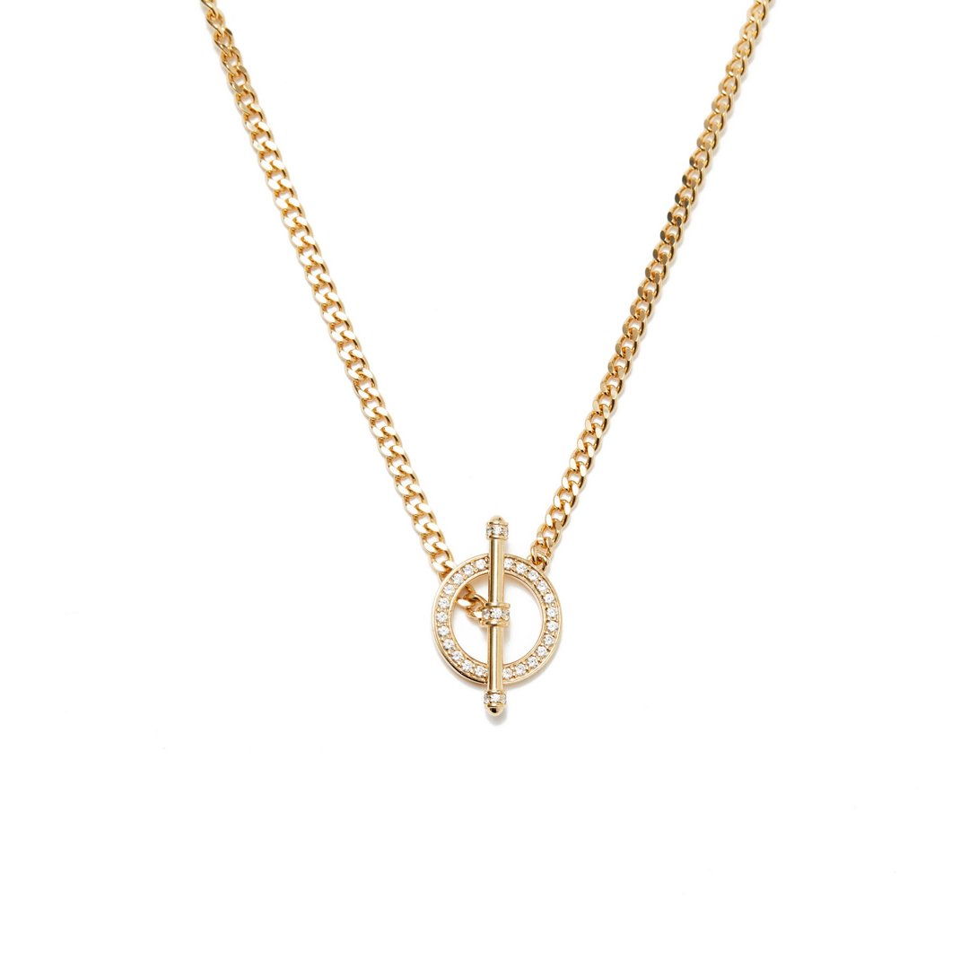 锁链宝石颈链 925银厚镀18K金 Tingo Diamond Necklace - 项链 - 纯银 金色