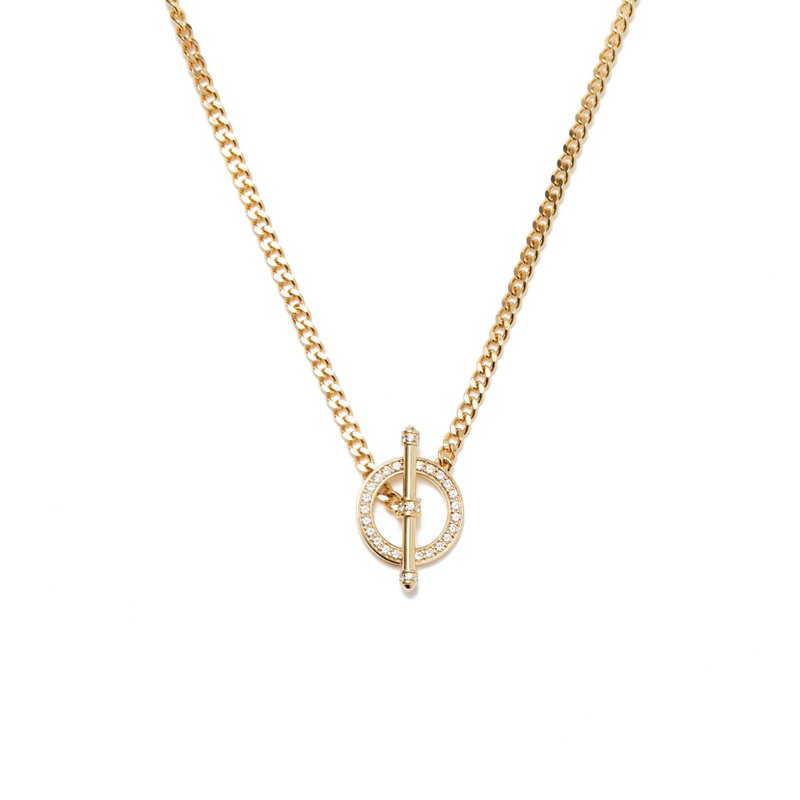 锁链宝石颈链 925银厚镀18K金 Tingo Diamond Necklace - 项链 - 纯银 金色