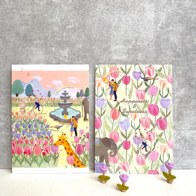 郁金香系列明信片- 郁金香 / 奇幻旅程 - 卡片/明信片 - 纸 粉红色