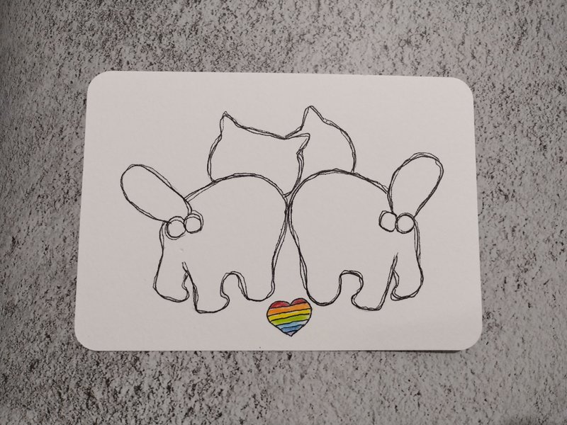 Love is love 七夕情人节卡片 明信片 手作卡片 台湾本岛包邮 - 卡片/明信片 - 纸 白色