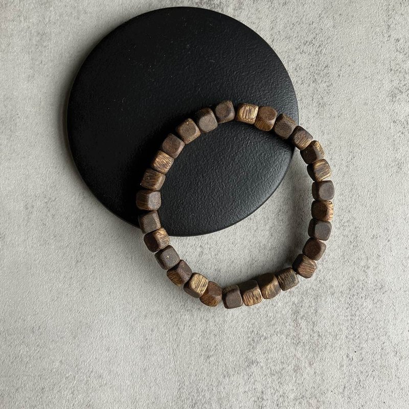 【方块沉水款】天然大王棋楠沉香单圈手串6mm - 手链/手环 - 木头 