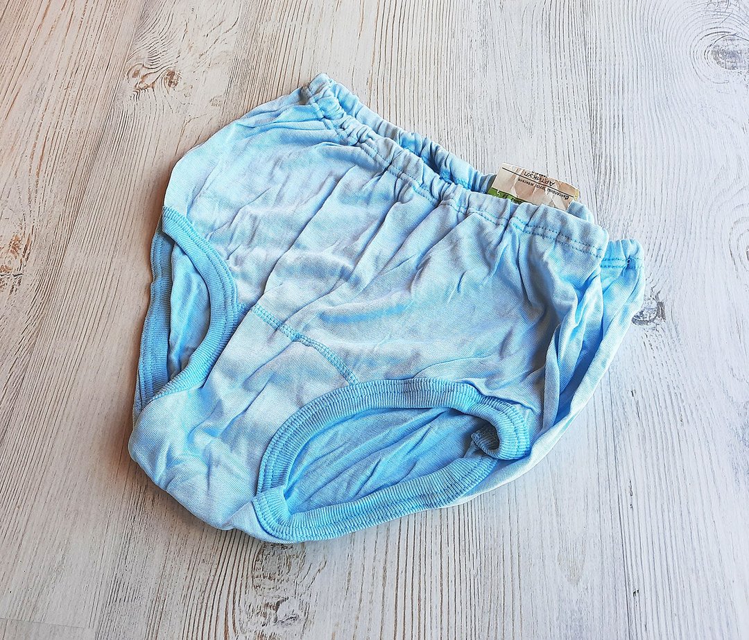 Vintage Russian womens blue panties 1991- Soviet retro ladies lingerie underwear - 女士内衣裤 - 棉 蓝色