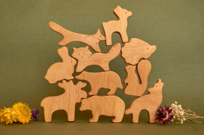 Wooden woodland animals toys, wooden forest animals, birthday gift baby - 玩具/玩偶 - 木头 