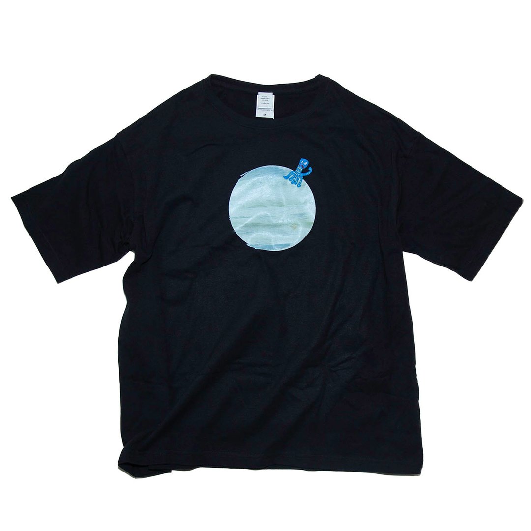 Jupiter's alien pattern big silhouette pocket T-shirt Unisex S ~ XL Tcollector - 女装 T 恤 - 棉 黑色