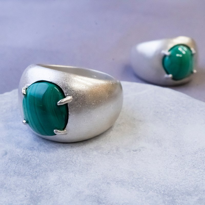 【孔雀石】银 925 戒指 可电镀 【订制生产】S-057 - 戒指 - 其他金属 银色