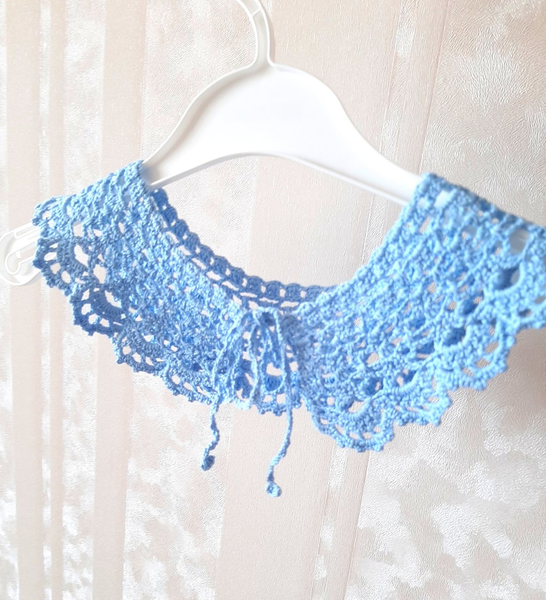 Blue women collar Detachable lace cotton collar Handmade collar - 锁骨链 - 棉 蓝色