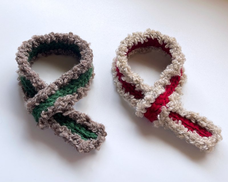 温暖绒毛围脖 圣诞配色 - 项圈/牵绳 - 压克力 