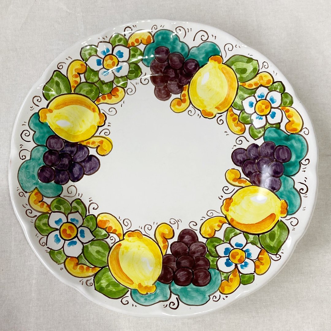 plate 26cm Italianceramic majolica lemon - 盘子/餐盘/盘架 - 陶 黄色
