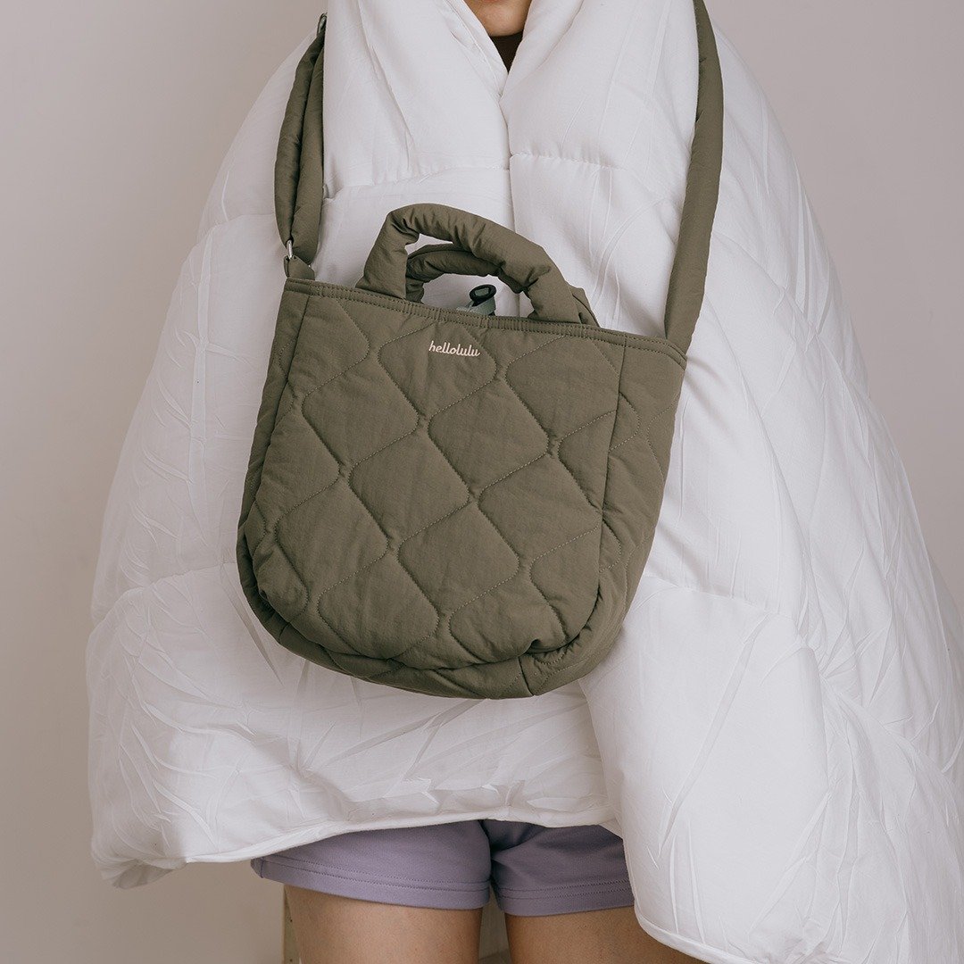 PUFFY系列新品 | KELIS 双面斜背手提包 (葡萄绿/ 淡罗勒) - 侧背包/斜挎包 - 尼龙 绿色