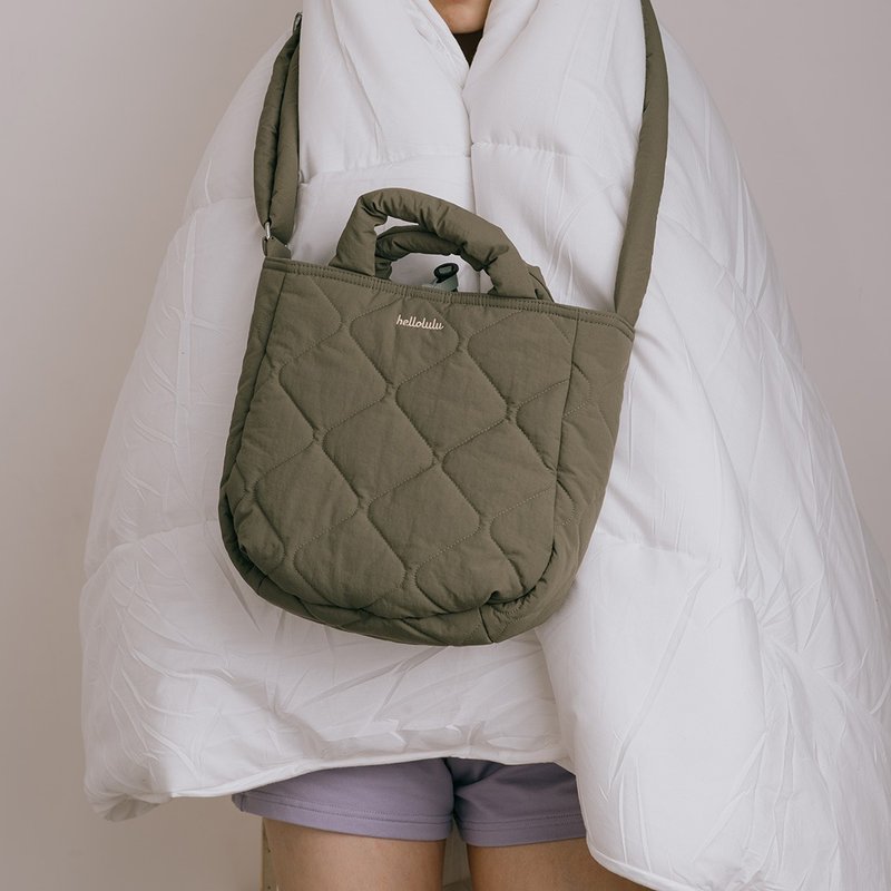 PUFFY系列新品 | KELIS 双面斜背手提包 (葡萄绿/ 淡罗勒) - 侧背包/斜挎包 - 尼龙 绿色