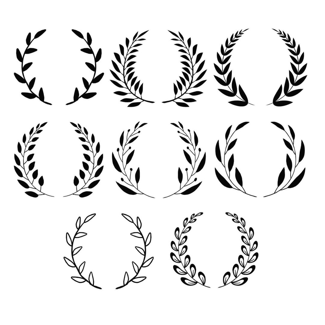 Laurel wreath svg, leaf wreath svg, laurel branch svg, laurel leaf svg, Cricut - 图文模板设计 - 其他材质 