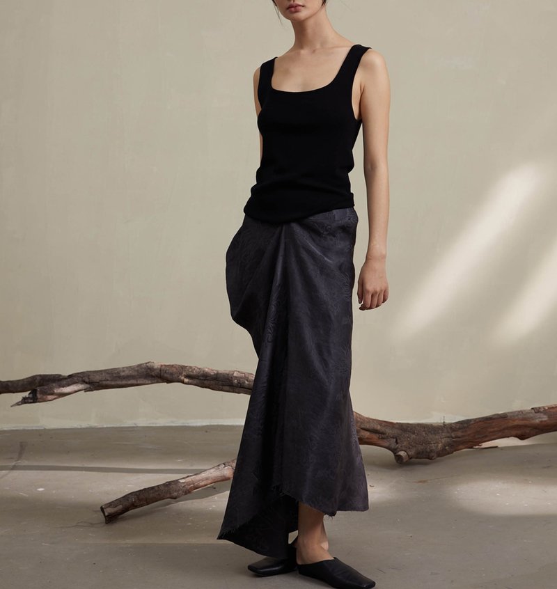 【亚麻植物染】新中式复古 炒色工艺/重工提花长裙 - 裙子 - 棉．麻 多色