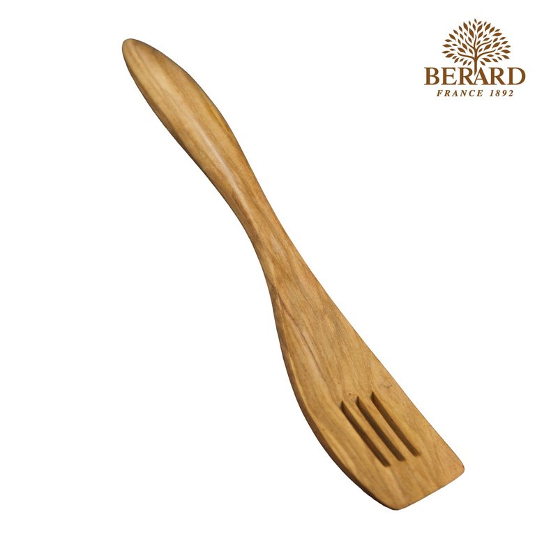 法国 Berard 毕昂原木食具 手工TERRA 橄榄木开槽镬铲 12.5寸 - 汤勺/锅铲 - 木头 咖啡色