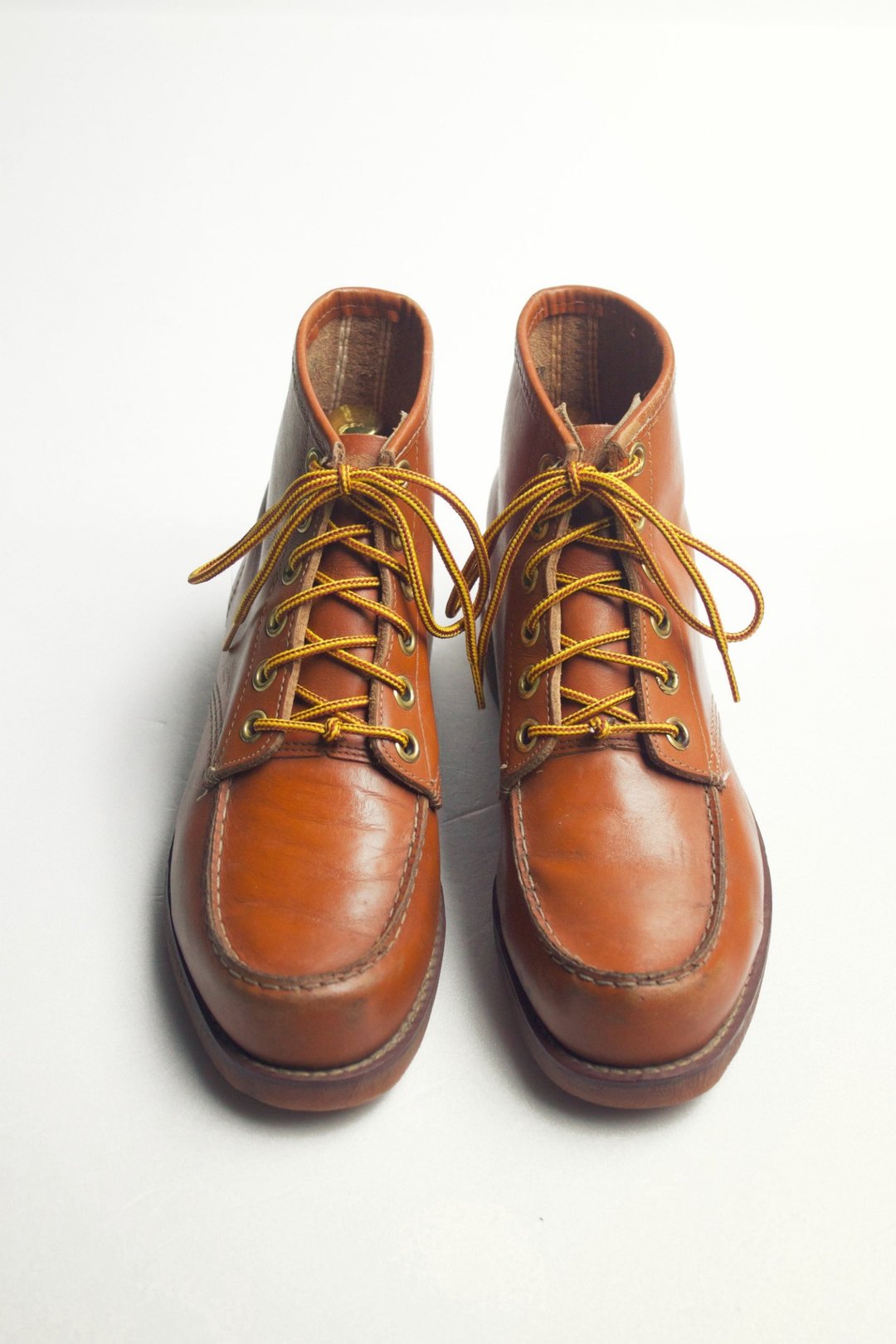 70s 美制牛皮工作踝靴｜Sears Moc Toe Work Boots US 8D Eur 4041 - 男款靴子 - 真皮 橘色