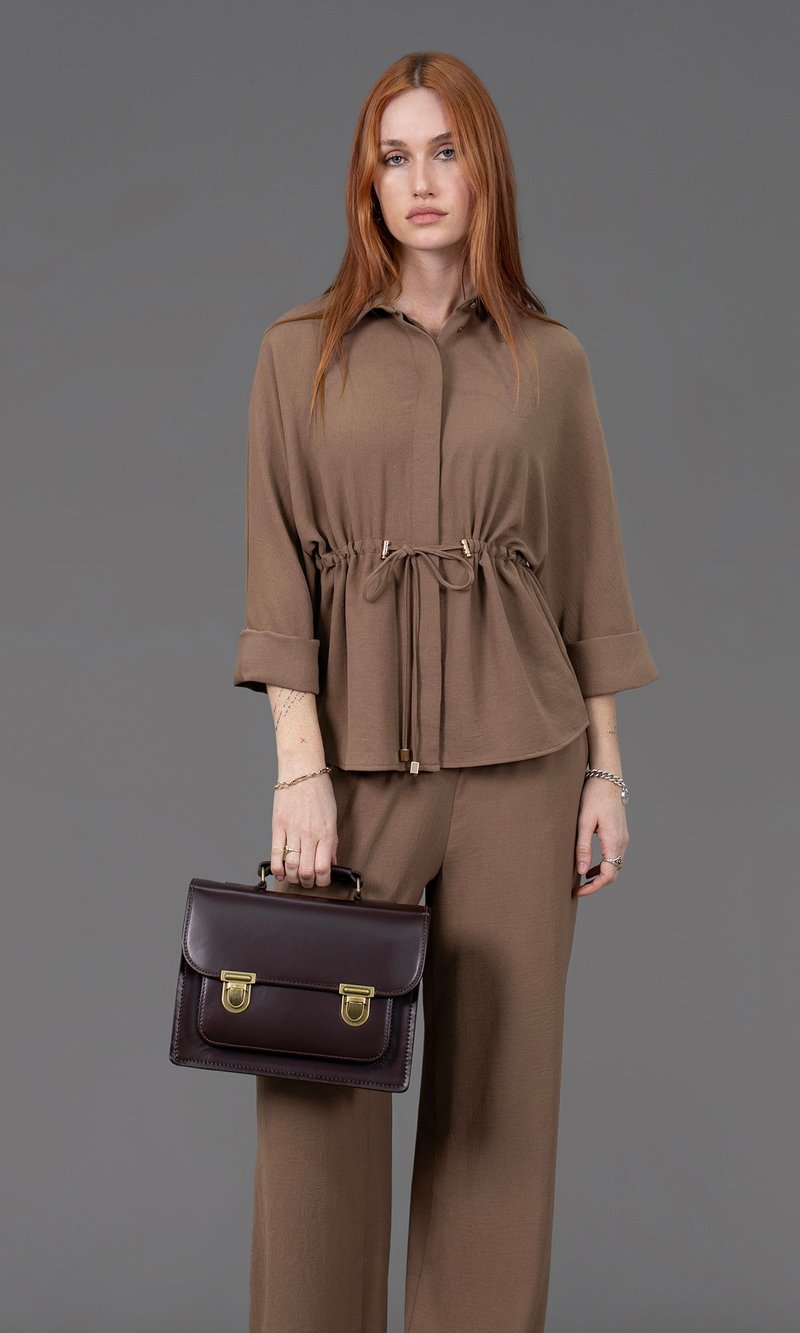 Santa Anna XS 英伦手工牛皮公文包/小书包 (加小号) - 侧背包/斜挎包 - 真皮 咖啡色