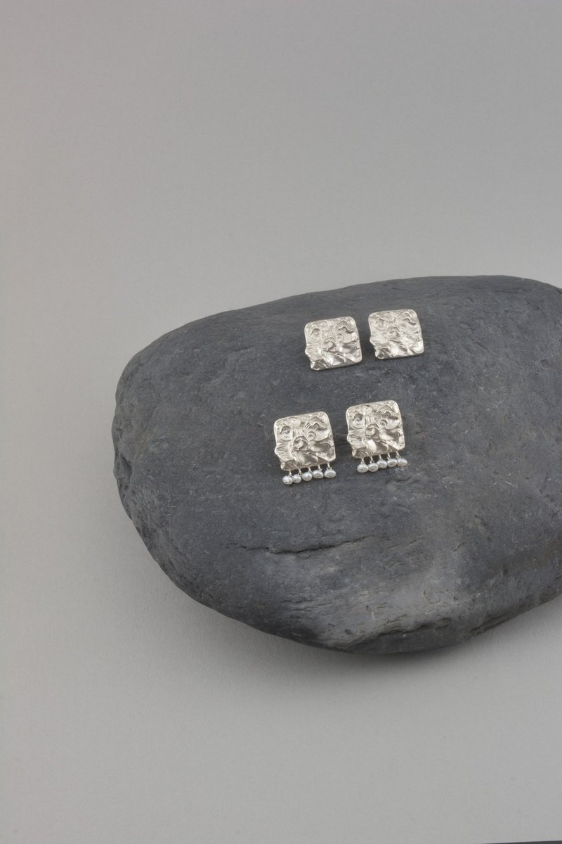 涟漪耳环 - 耳环/耳夹 - 银 