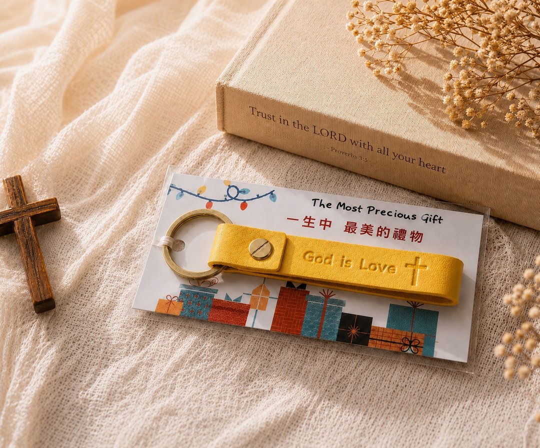韩版PU皮革钥匙圈 | God is Love 基督教礼品 幸福小组 福音礼品 - 钥匙链/钥匙包 - 防水材质 