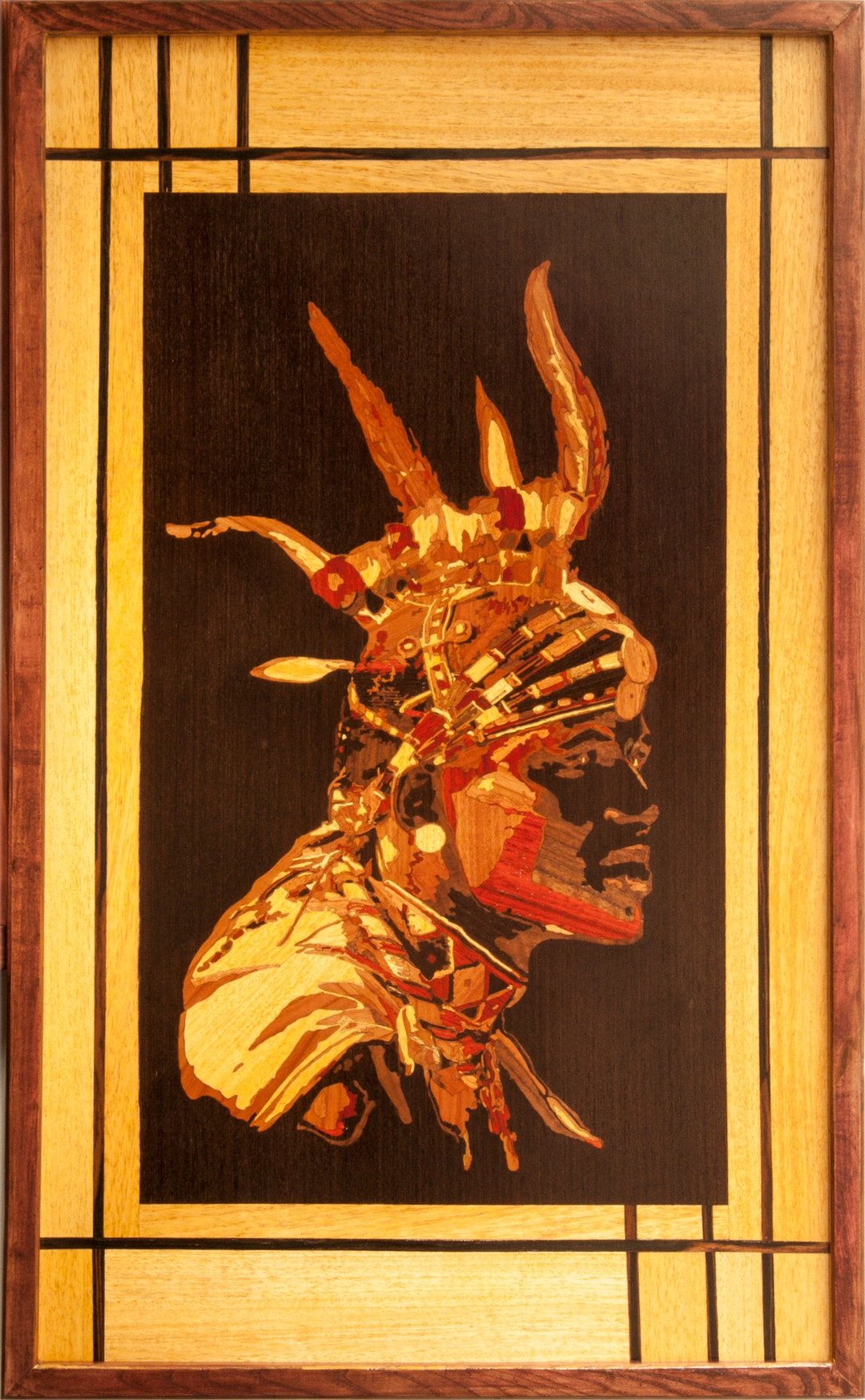 Ethnos samburu 战士家居装饰波西米亚风格镶嵌镶嵌画墙 - 墙贴/壁贴 - 木头 橘色