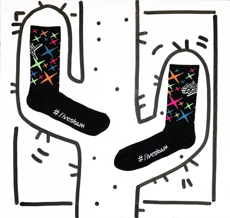 意大利潮流运动袜livesbam 意大利经典原创设计制造 Sbam Black - 袜子 - 其他材质 