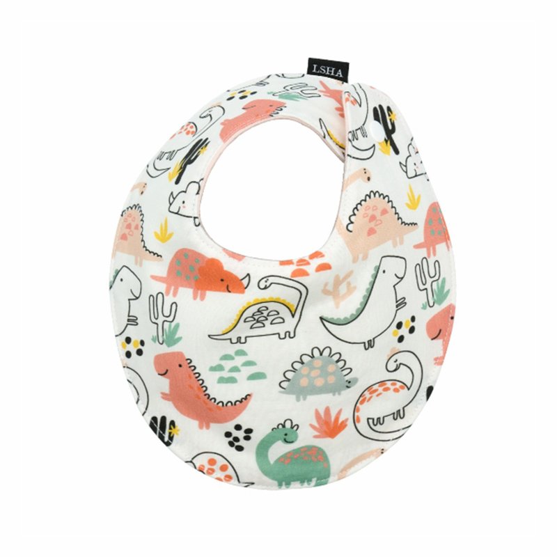 LSHA-八重纱宝宝围兜(肥嘟嘟恐龙) - 围嘴/口水巾 - 棉．麻 白色