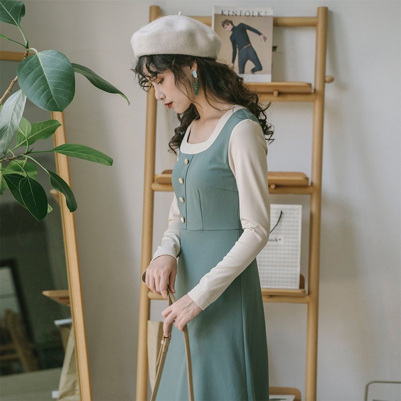 6月18全馆可享85折 针织连衣裙女毛衣裙收腰显瘦复古法式裙子洋装 - 洋装/连衣裙 - 其他材质 