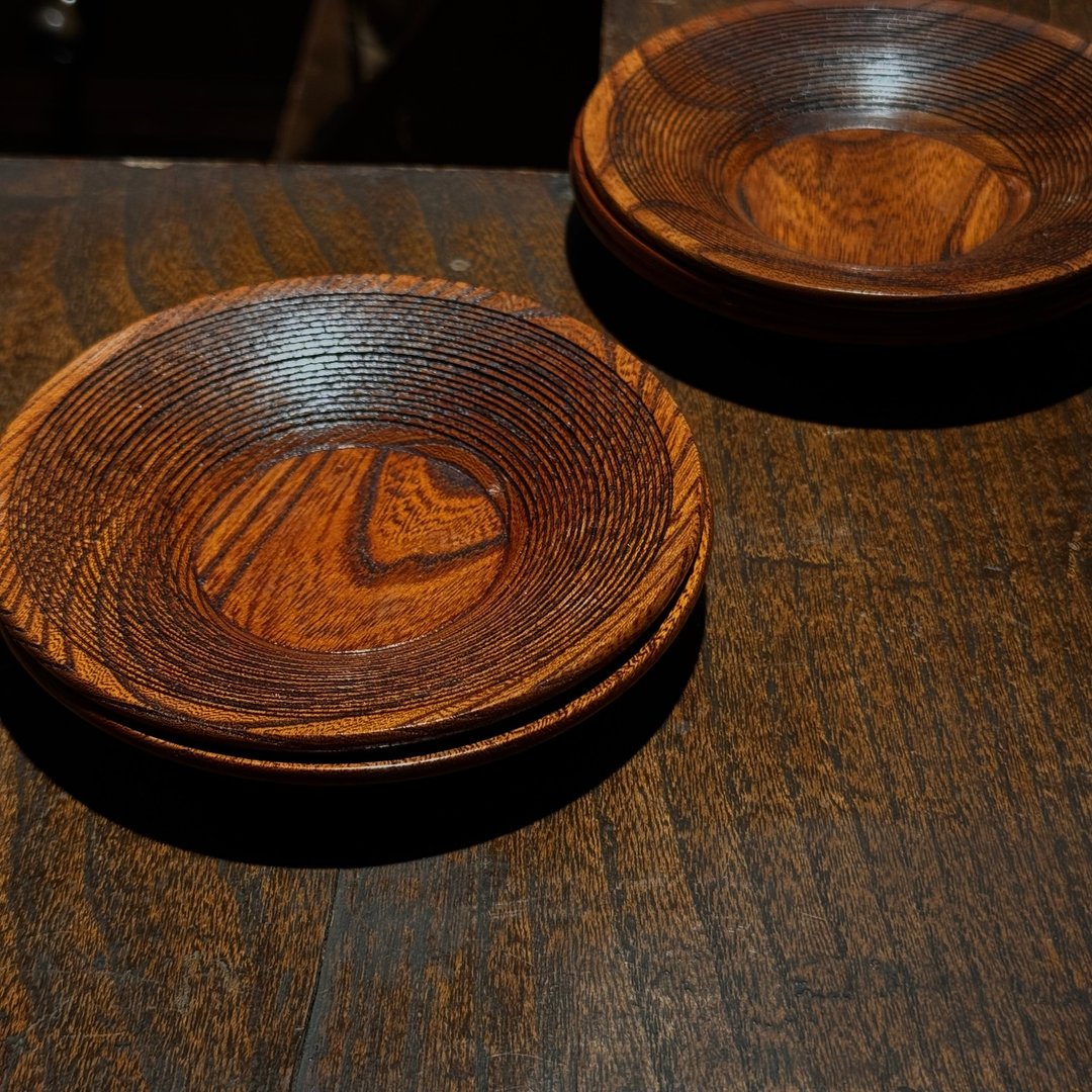 木胎丸纹茶托 - 茶具/茶杯 - 木头 咖啡色