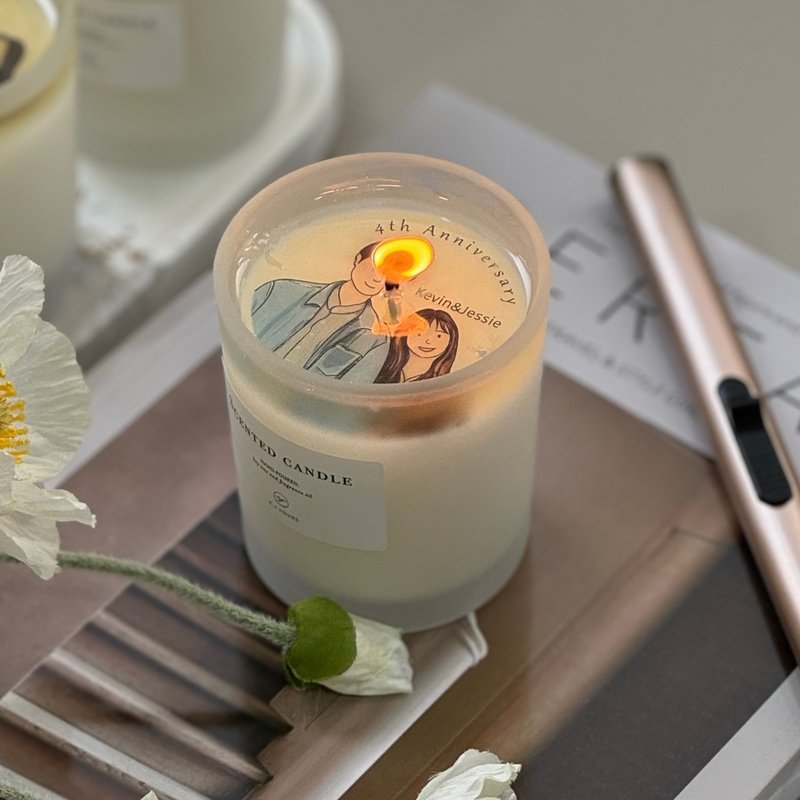 似颜绘告白香氛蜡烛 - 蜡烛/烛台 - 玻璃 